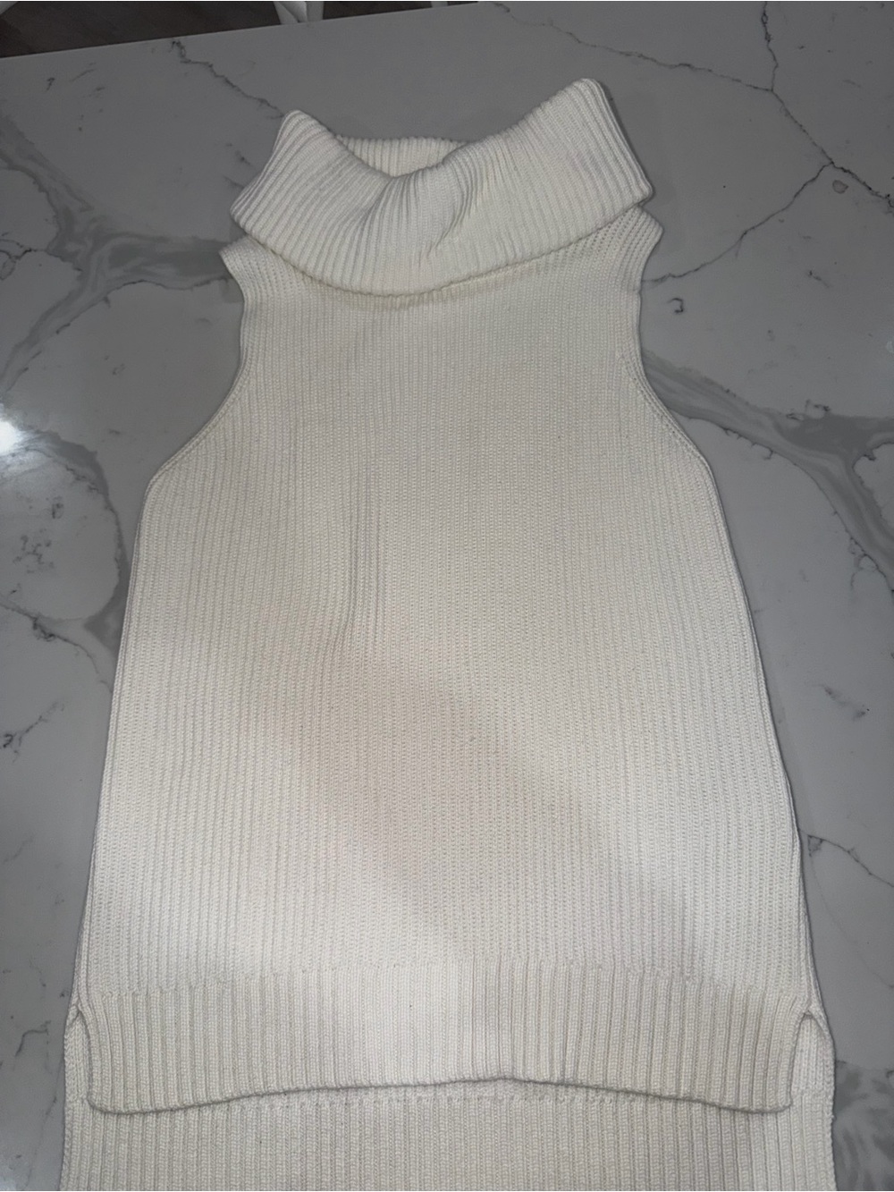 Michael Kors Sleeveless Turtleneck Knit Sweater Vest in Cream